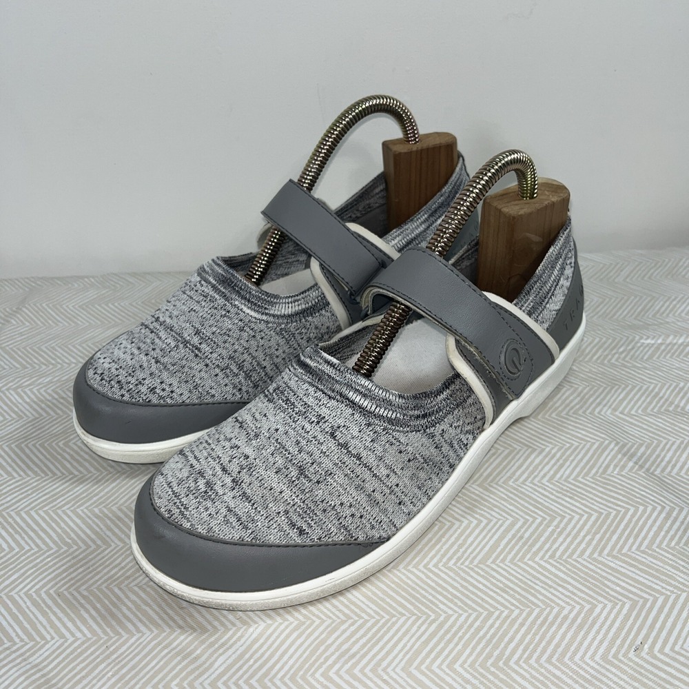 Alegria TRAQ Mary Jane Comfort Shoes Gray Knit Sneakers QUT-5058 Size 38 US 7
